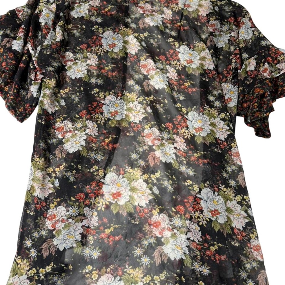 Mudd Sheer Floral‎ Kimono Y2K Black Boho Lightweight One Size